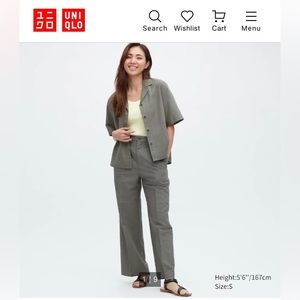Uniqlo Linen Blend Tucked Wide Pants NWT
